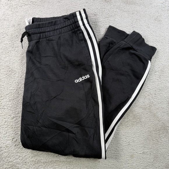 adidas Other - Adidas Sweatpants Men Medium Black Fleece Drawstring Pocket Joggers Gym 3 Stripe